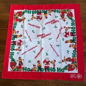 Vintage Paris Accessories cotton Christmas scarf‎ featuring Santa & his elves